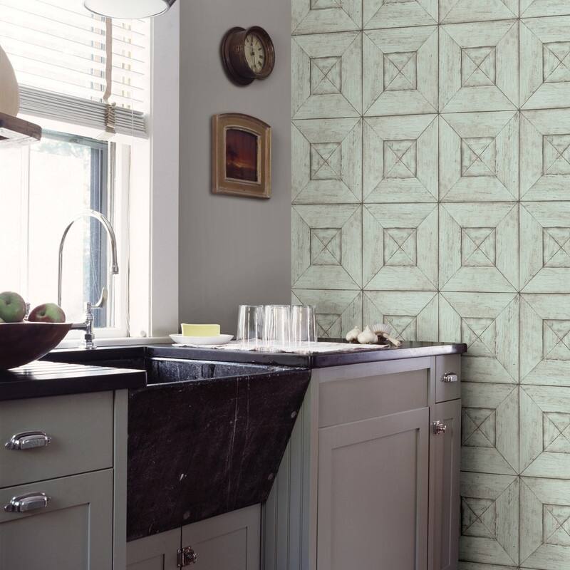 Chesapeake Avery Light Blue Wood Wallpaper - 20.5in x 396in x 0.025in