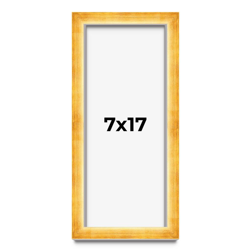 7x17 Shadow Box Frame Gold | 1.625 Inches Deep Real Wood Traditional