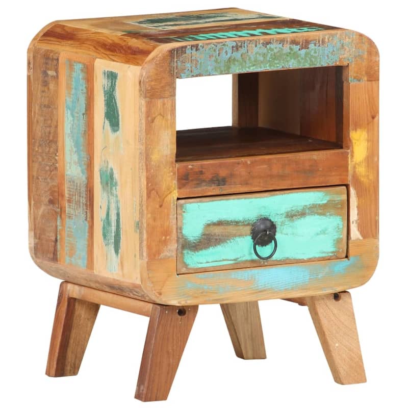 vidaXL Cabinet Nightstand Side End Table with Solid Wood Legs for Bedroom - 11.8" x 11.8" x 16.1"