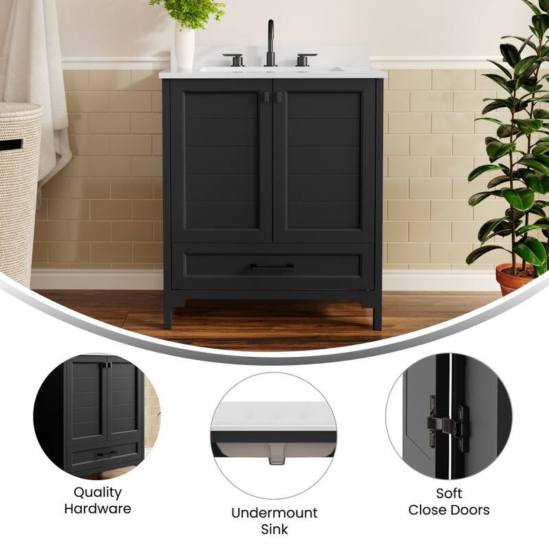 Bathroom Vanity with Undermount Sink, Cabinet, and Drawer