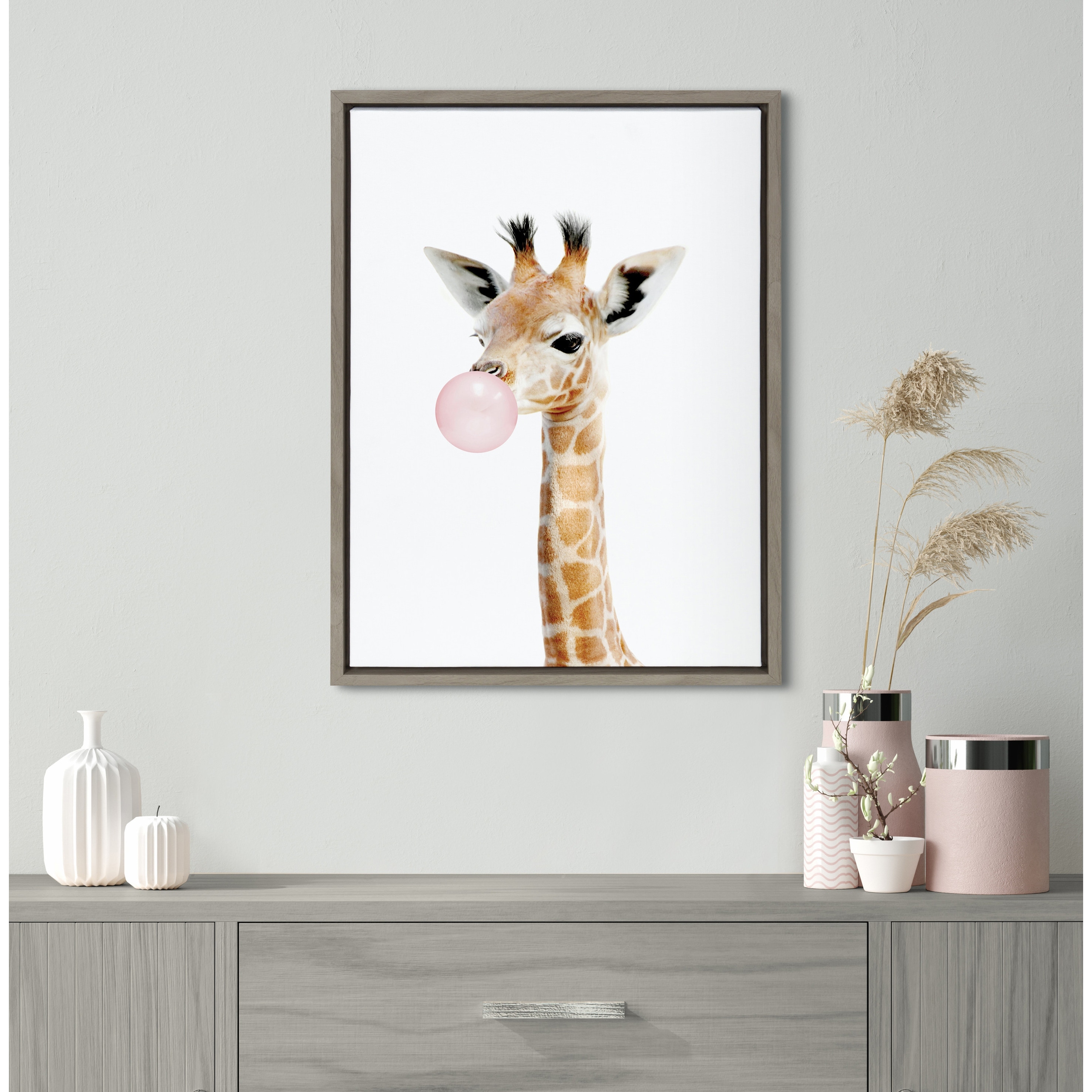 Kate and Laurel Sylvie Gum Giraffe Framed Canvas by Amy Peterson On Sale  Bed Bath  Beyond 35086503