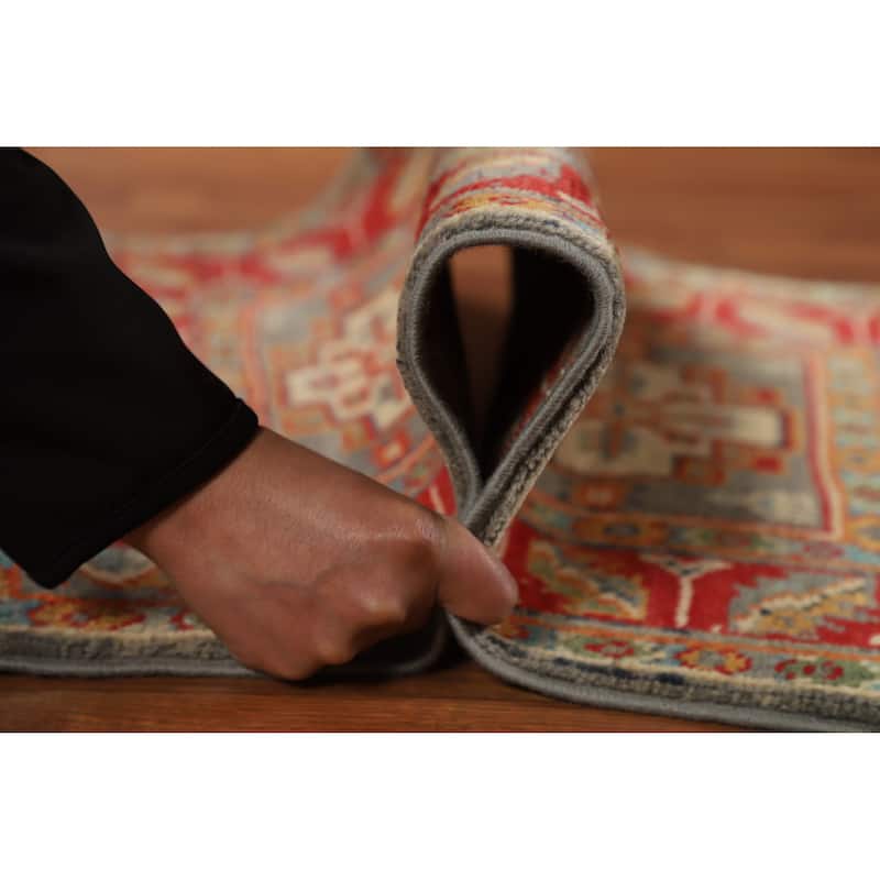 Traditional Kazak Rug Handmade Oriental Grey Wool Carpet - 2'0"x 3'0"