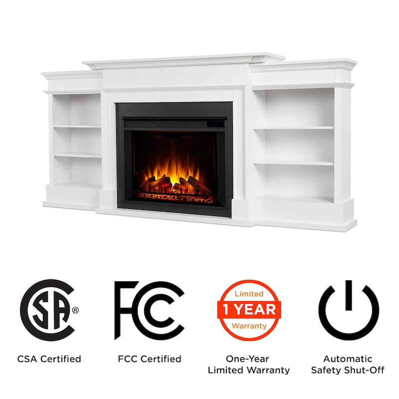 Ashton 93" Grand Media Electric Fireplace in White by Real Flame