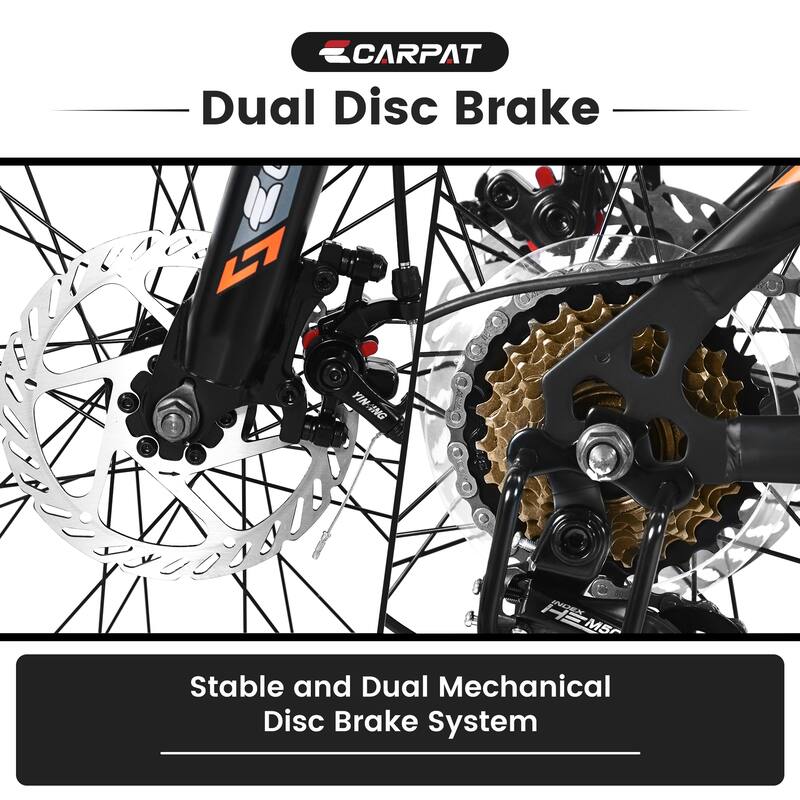 Black Steel Frame 24 inches Wheel Teen Mountain Bike with 21-Speed Gears - 66 L x 24.8 W x 35.8 H inches