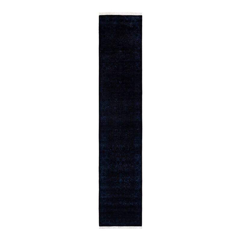 Overton Hand Knotted Wool Vintage Inspired Modern Contemporary Overdyed Purple Runner Rug - 2' 4" x 11' 10"