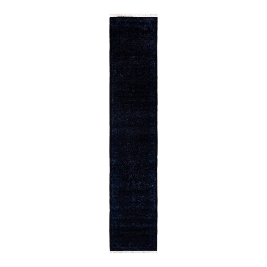 Overton Hand Knotted Wool Vintage Inspired Modern Contemporary Overdyed Purple Runner Rug - 2' 4" x 11' 10"