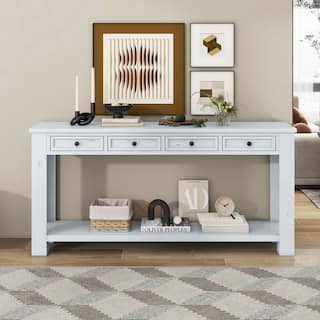 Sofa Table with Storage Drawers and Bottom Shelf