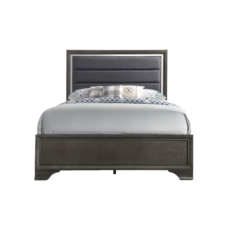 Bonta Grey Upholstered Headboard Panel Bed