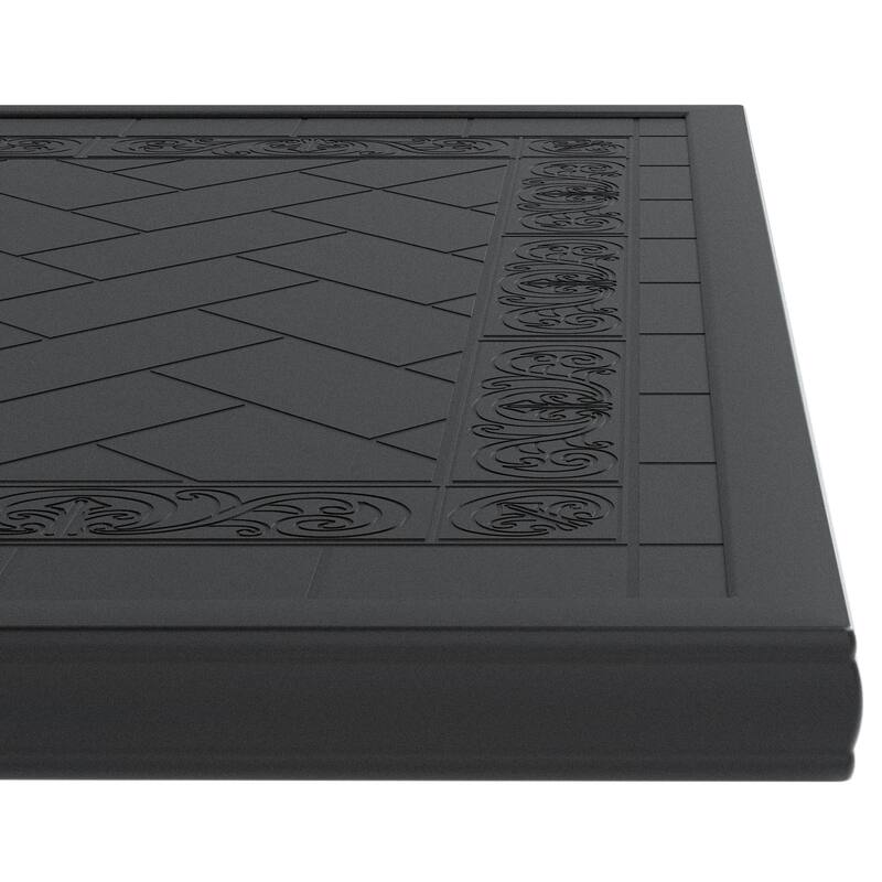 L59.05*W35.43-inch Cast Aluminum Patio Dining table With Black Frame and Carved Texture on the tabletop