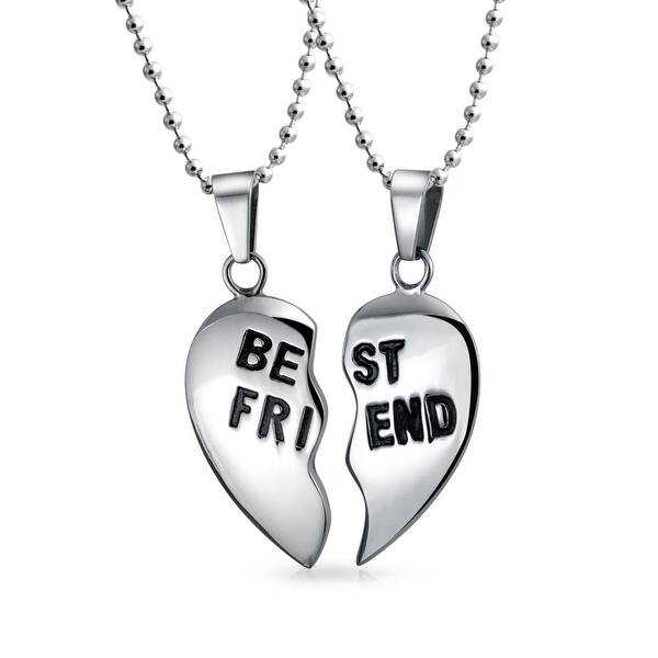 Shop Break Apart 2pc Gift For Bff Best Friend Puzzle Heart Pendant Necklace For Women For Teen Silver Tone Stainless Steel Overstock 17989127
