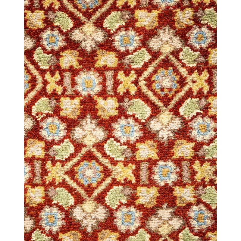 Overton Hand Knotted Wool Traditional Oriental Orange Area Rug - 6' x 9'
