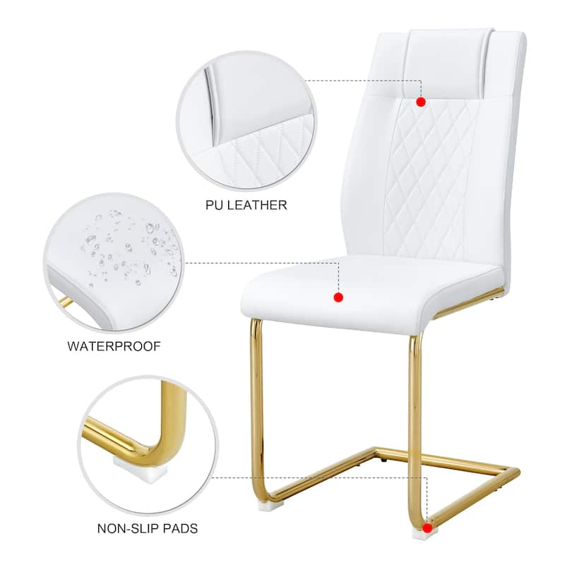 Simple White PU Dining Chairs Dining Room Chairs for Kitchens Living Rooms Bedrooms & Offices - Set of 4
