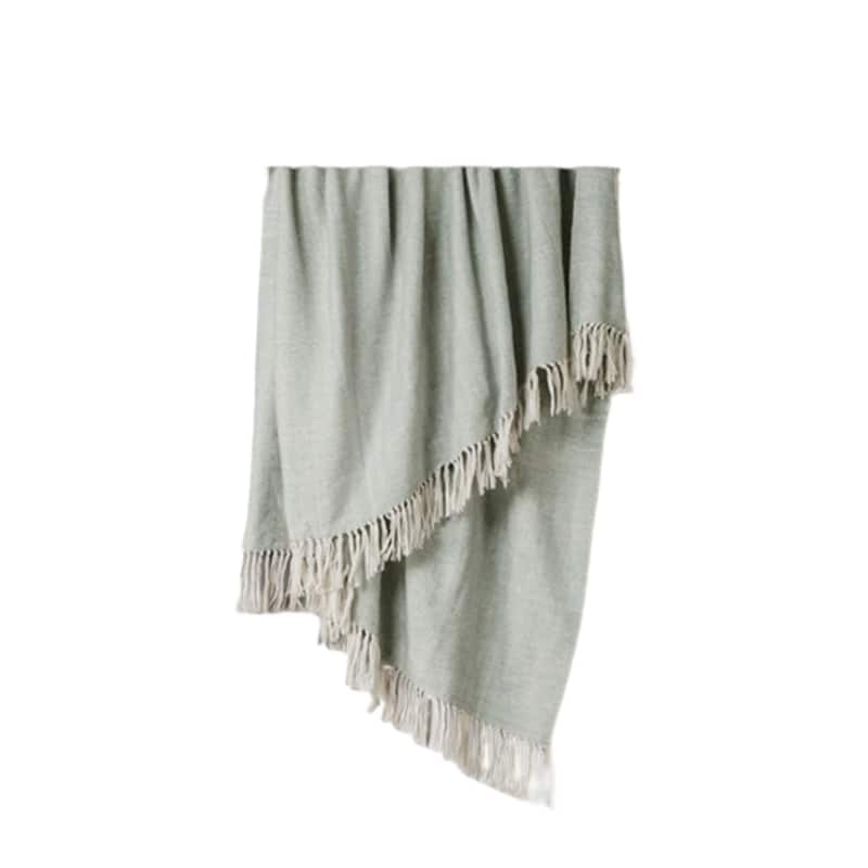 HomeRoots Light Gray Woven 100% Cotton Throw Blanket
