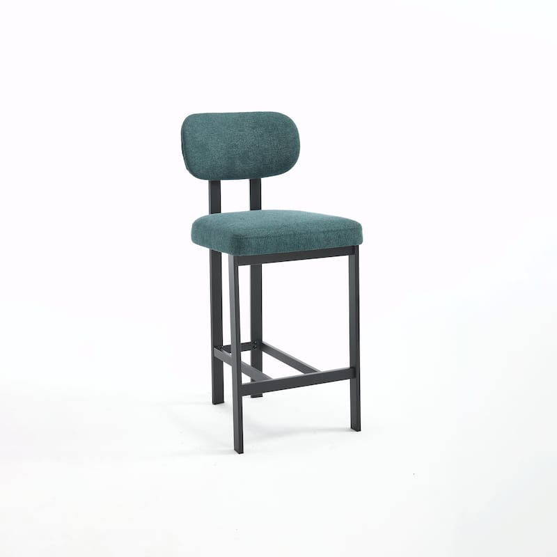 Bar Stools Set of 2, 26 Inch Modern Upholstered Fabric Counter Height Barstools