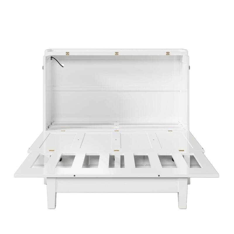 Solid Pine Murphy Bed Chest - Cube Cabinet Bed with Charging Station and Large Storage Drawer