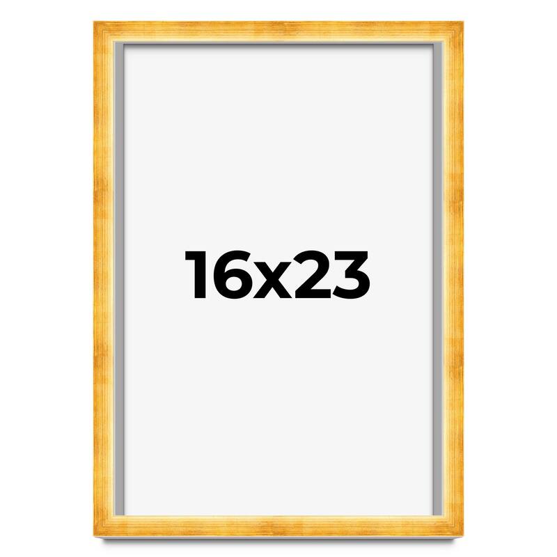 16x23 Shadow Box Frame Gold | 1.625 Inches Deep Real Wood Traditional