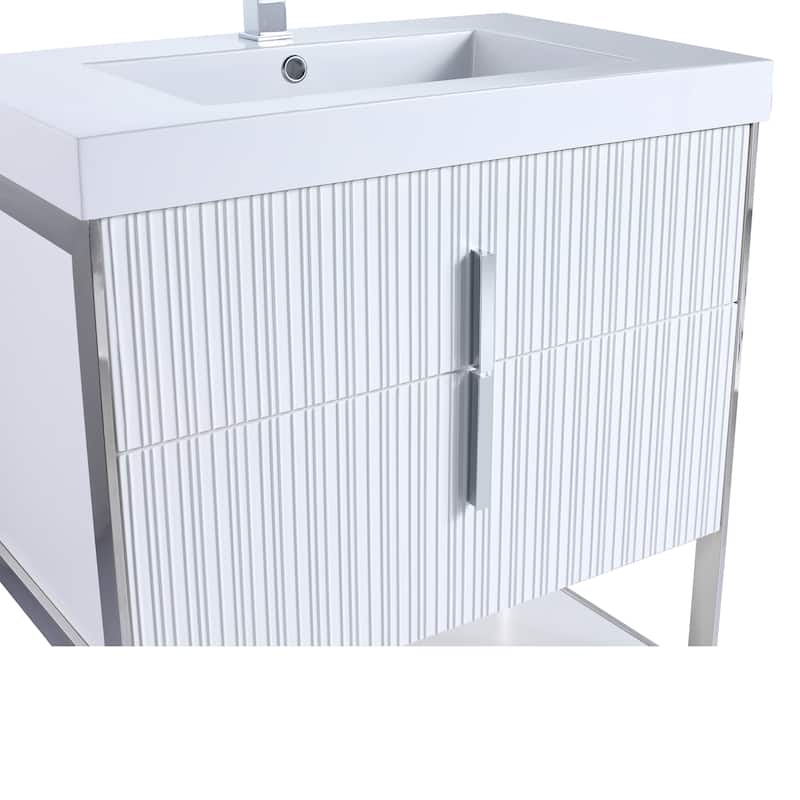 Fine Fixtures Serenity Modern Bathroom Vanity with White Gel Acrylic Top