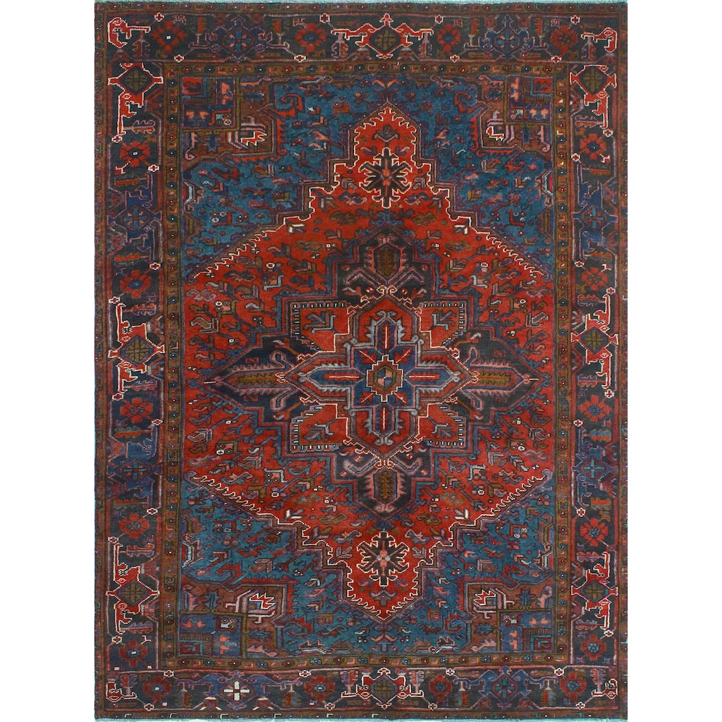 Fine Vintage Heriz Firuz Red/Charcoal Rug - 6'7" x 8'9"
