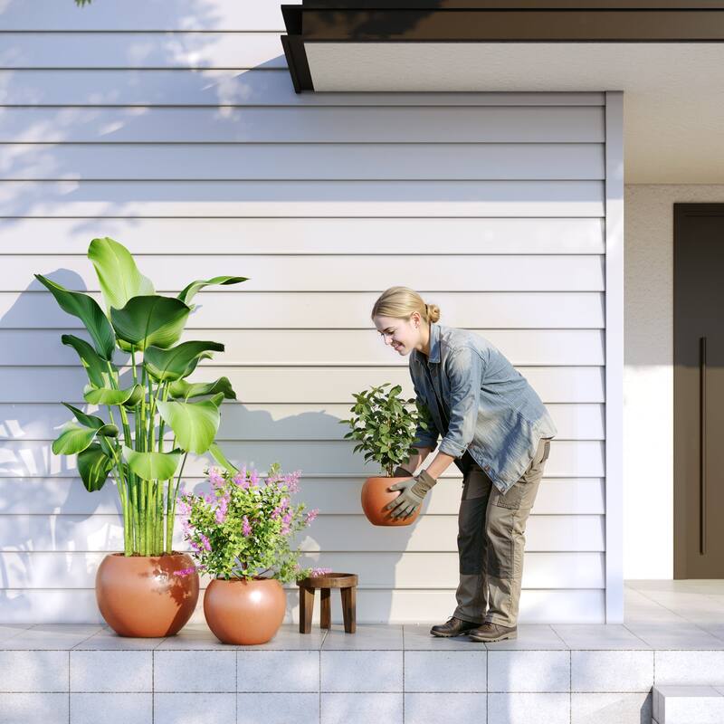 DTY Signature Mount Sherman 1-Piece Fiberstone Planter for Indoor/Outdoor