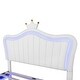 preview thumbnail 19 of 19, Upholstered Princess Bed Frame With Crown Headboard and LED Lights