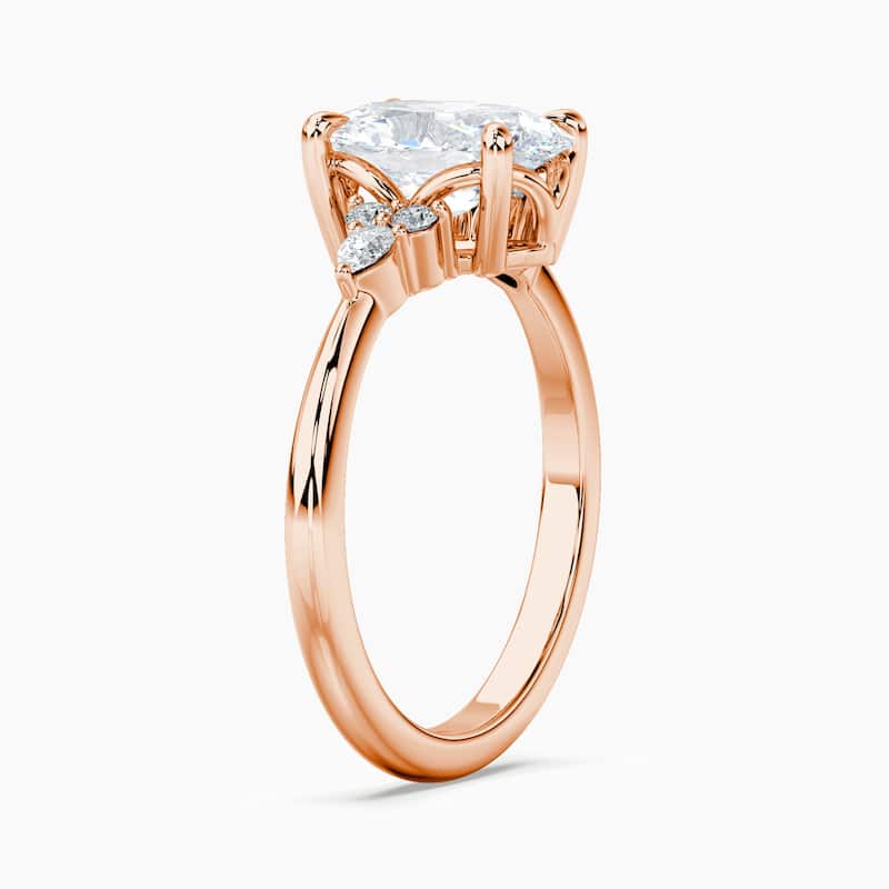 Auriya 14kt Rose Gold Lab Grown Oval Diamond Engagement Ring with Dainty Tapered Diamond Embrace (F-G, VS)