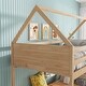 preview thumbnail 4 of 3, Fluted Panel Design House Floor Bunk Bed with Headboards, Footboards, Guardrails and Ladder, Twin Over Twin, Natural