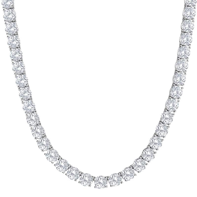 87.80Ct TW Diamond Tennis Necklace White Gold 18" Lab Grown (FG/VS2-SI1)