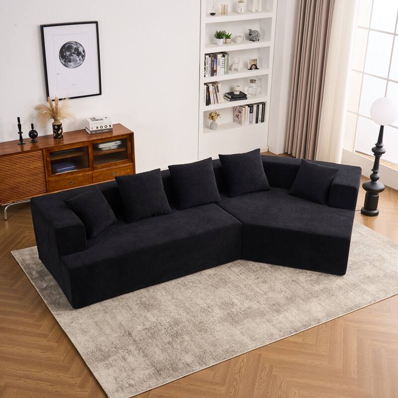 129.5" Chenille Memory Foam Sectional Sofa with Quick Rebound Foam