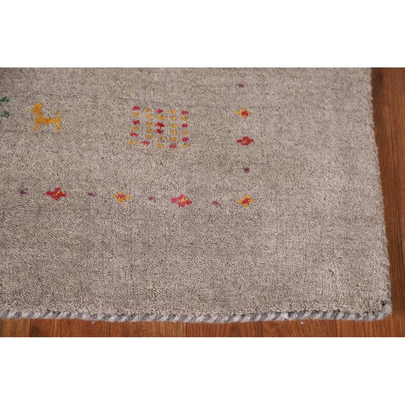 Tribal Gabbeh Beige Runner Rug Handmade Wool Carpet - 2'10"x 9'8"