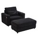 preview thumbnail 7 of 50, Modern Style Armchair with a Movable Storage Ottoman, Two USB Ports, Two Cup Holders, a Phone Holder and Side Pockets