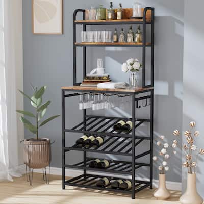 Industrial Wine Rack freestanding with Glass Holder and Wine Storage
