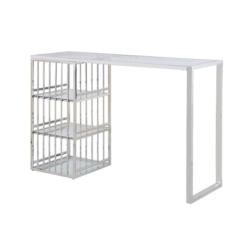 Somette Modern Stainless Steel & Glass Bar