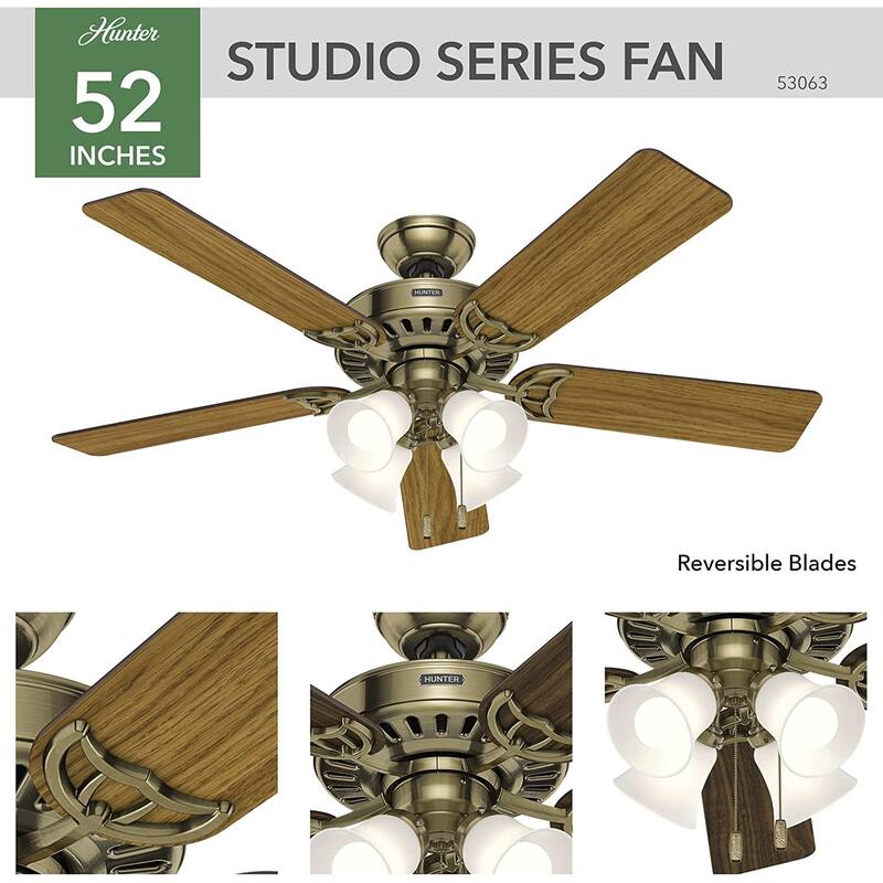 52 inch Studio Series New Bronze Ceiling Fan with LED Light Kit and