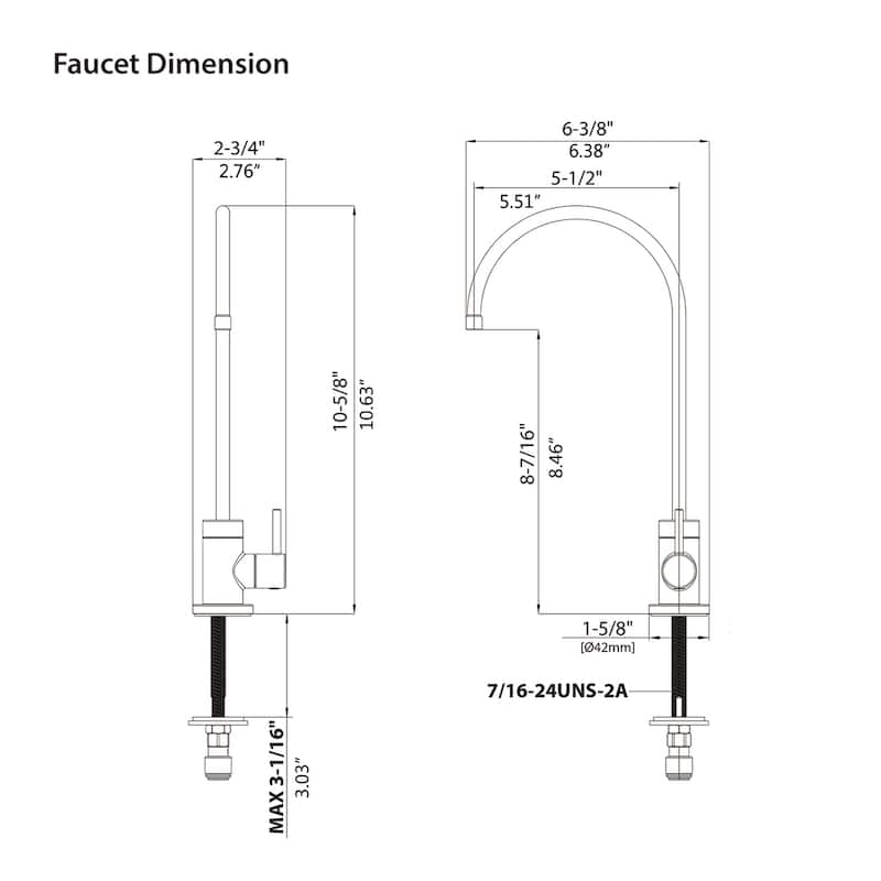 Anmytek Kitchen Sink Faucet Drinking Water Faucet Brushed Gold