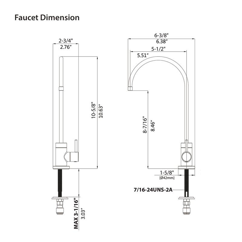 Kitchen Water Filter Faucet Lead-Free Drinking Water Faucet Stainless Steel Fits Reverse Osmosis Units, Water Filtration System