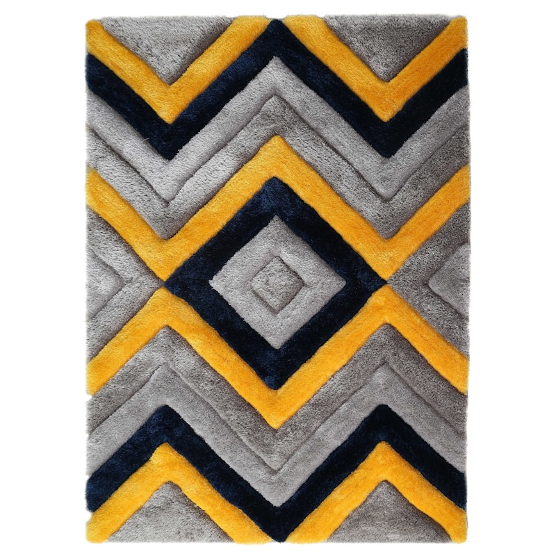 Mateos Shag Collection Abstract Area Rug - 5' X 7'