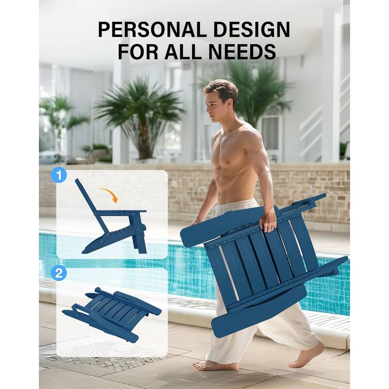 WINSOON HIPS Folding Adirondack Chairs with Arc Back & Cup Holder Set Of 4