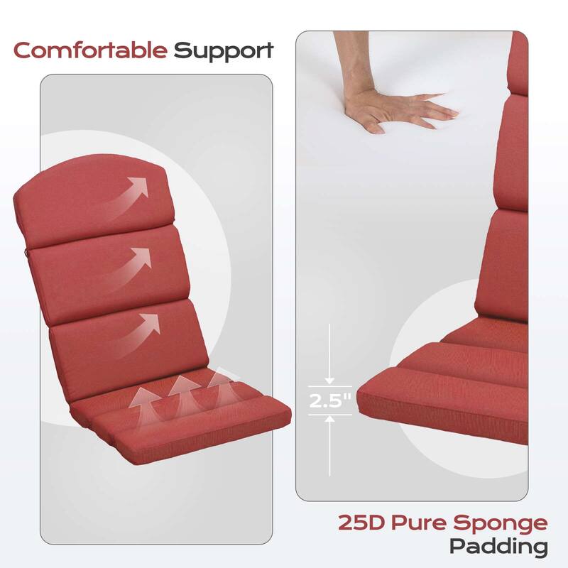 Aoodor Patio Chair Cushion Set of 2 - High-Back Adirondack Patio Cushions with Ties
