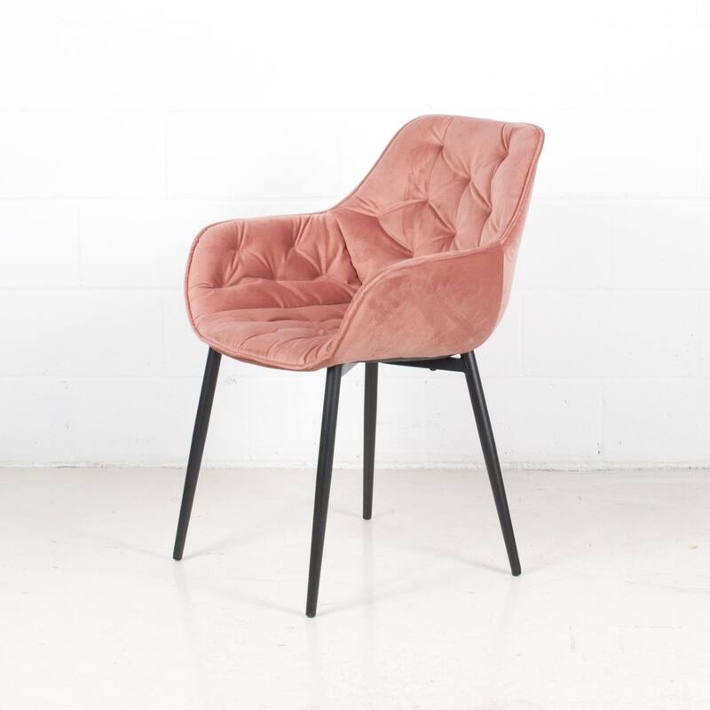 (Set of 2) Marcela Scandinavian Tufted Velvet & Metal Accent Arm Chair
