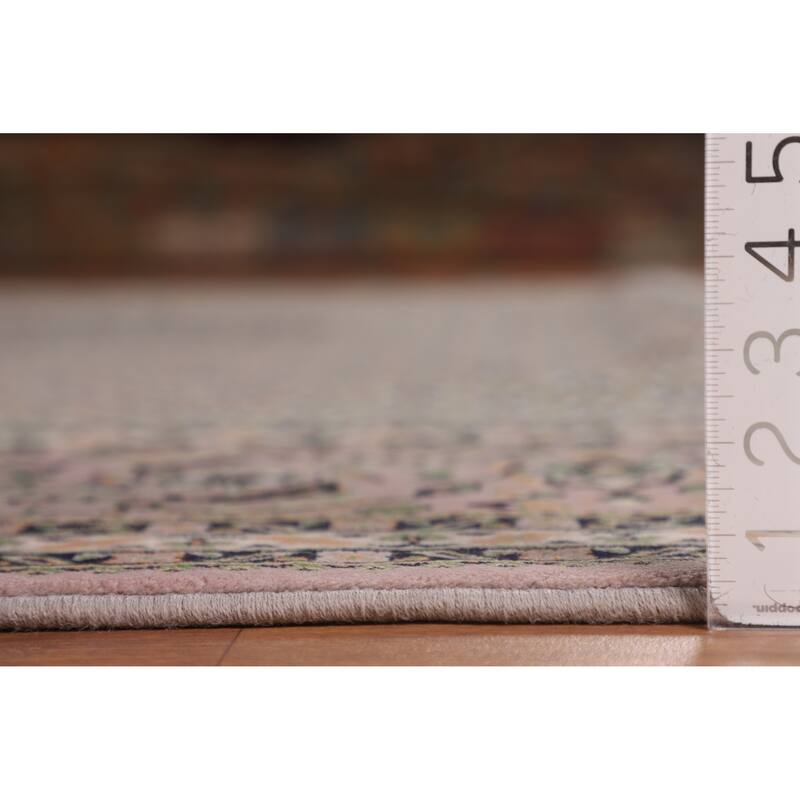 Traditional Gray Kashan Turkish Area Rug Machine Made Floral Carpet - 9'9" x 13'1"