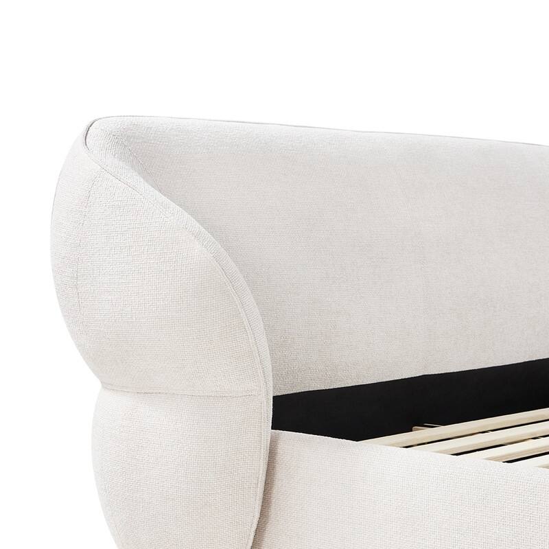 Spruce & Spring Upholstered Platform Bed with Rounded Headboard and Water-repellent Chenille Fabric