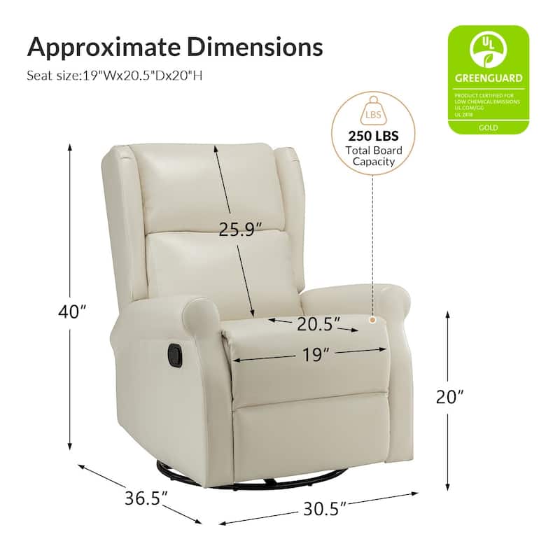 Baksoho Contemporary Faux Leather Swivel Nursery Chair with Metal Base by HULALA HOME