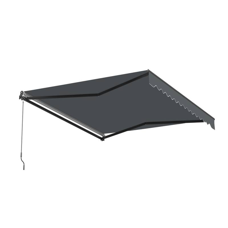ALEKO Caribbean Manual Retractable Patio Awning - Black Frame - Charcoal Gray - 10 x 8 Feet