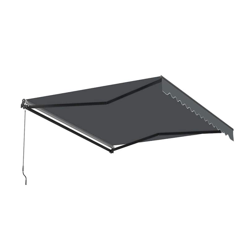 ALEKO Caribbean Motorized Retractable Patio Awning - Black Frame - Charcoal Gray - 16 x 10 Feet