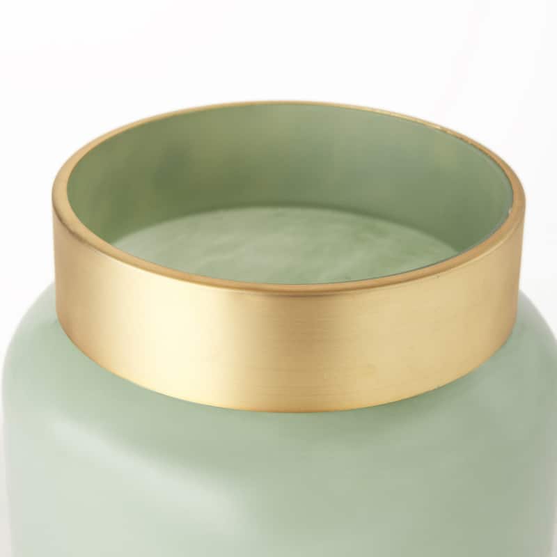 Smokey Green and Glass Rounded Oval Vase