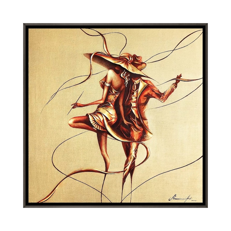 iCanvas "Dancing" by Raen Framed - 26x26 - Charcoal
