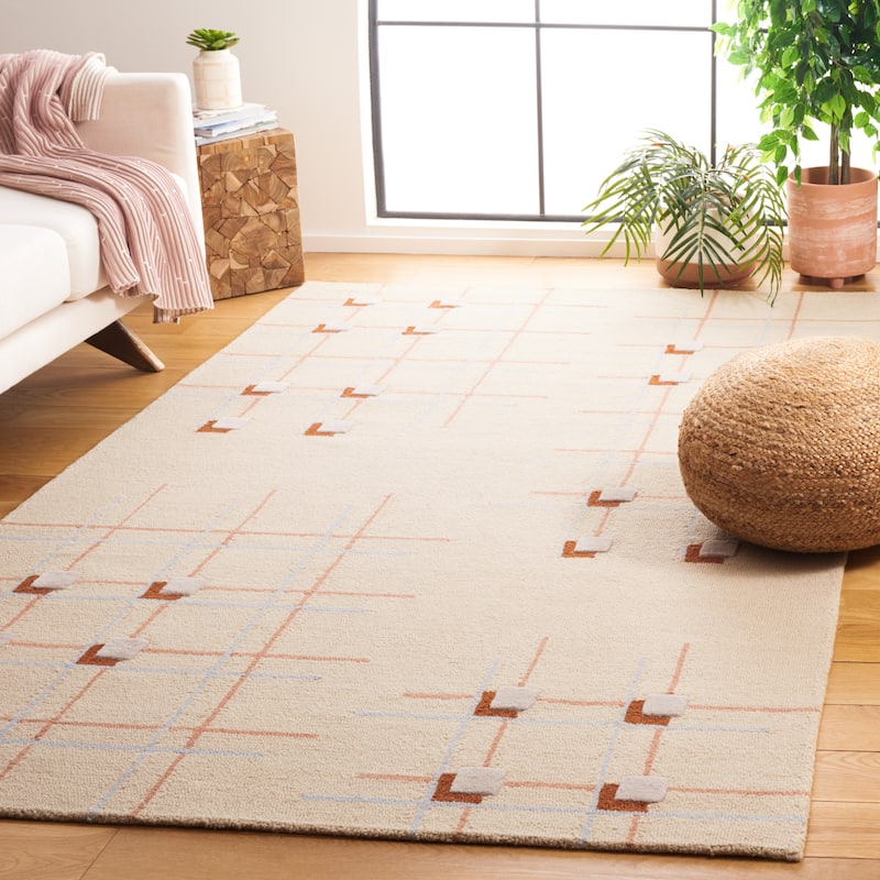 SAFAVIEH Handmade Genre Svjetlana Mid-Century Modern Wool Rug - 3' x 5' - Beige/Rust