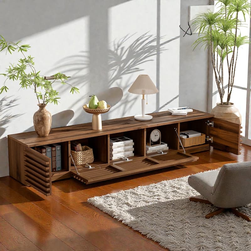 78.7" Modern TV Stand for TVs up to 85 Inch, Low Profile Entertainment Center with Cable Management, Soft-Close Doors