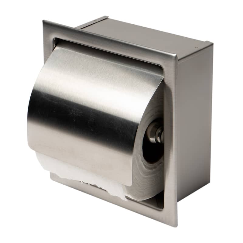 ABTP77-BSS Brushed Stainless Steel Recessed Toilet Paper Holder with Cover - Grey