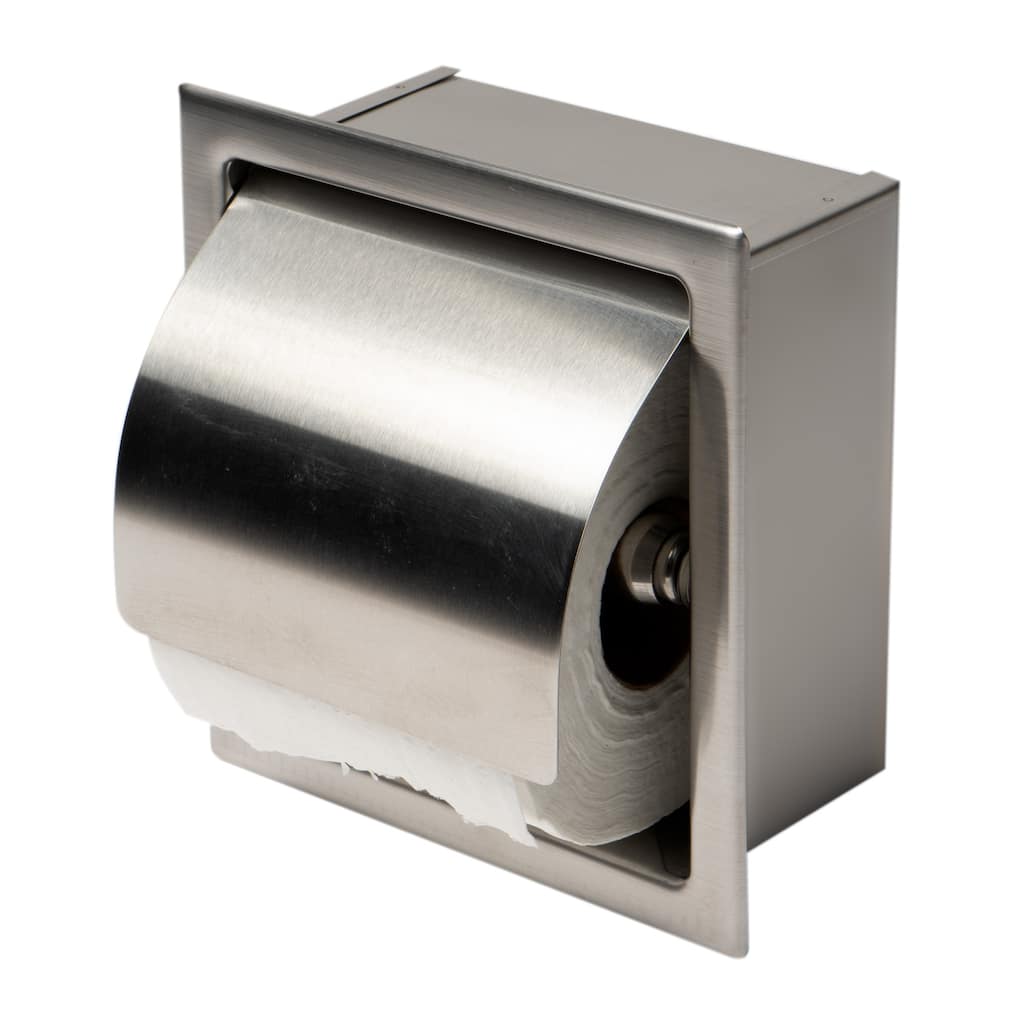 ABTP77-BSS Brushed Stainless Steel Recessed Toilet Paper Holder with Cover - Grey